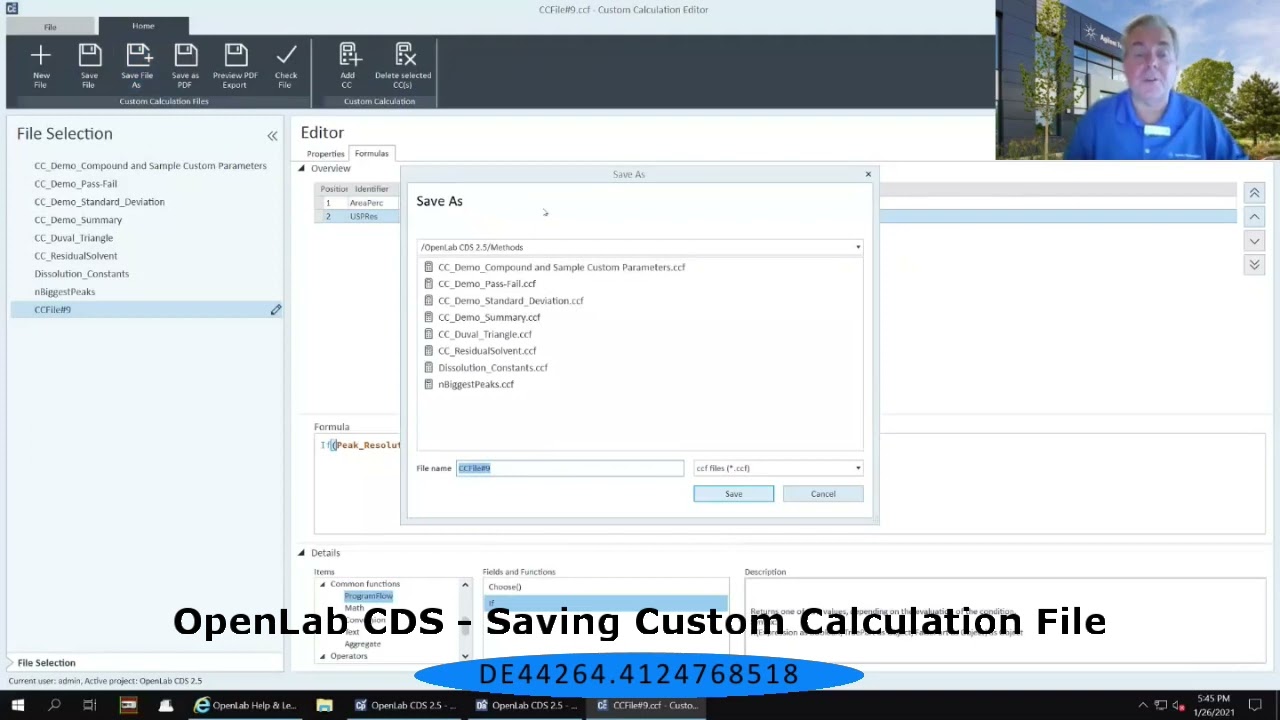 OpenLab CDS   Saving a Custom Calculation File   DE44264 4124768518