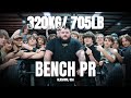 A 320kg705lb bench press in alabama gym reaper