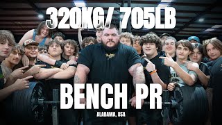 A 320KG/705LB BENCH PRESS IN ALABAMA GYM REAPER