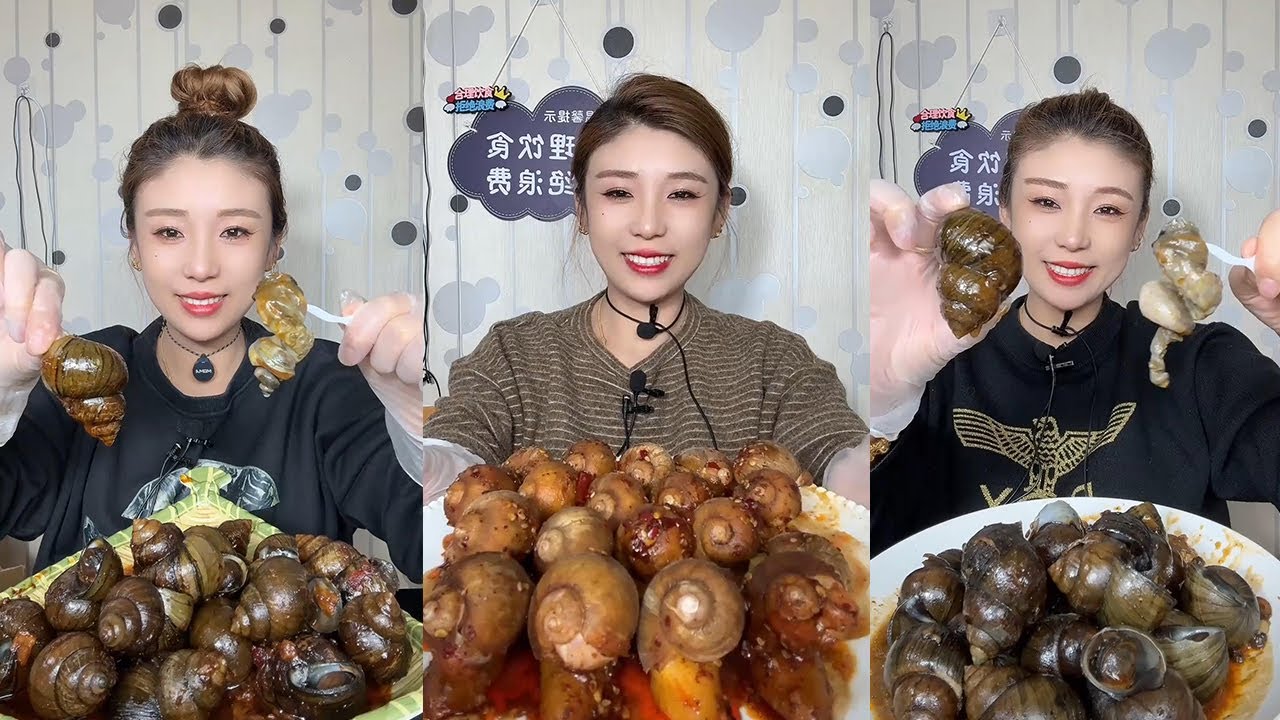 【XueYan Mukbang】Spicy stir fried snails+spicy abalone snails🌶🐚#Seafood#asmr