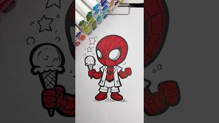 REVERSE Coloring Spider-Man with Ice Cream 🕸️🍦 #spiderman #reversecoloring #coloringtime #markers