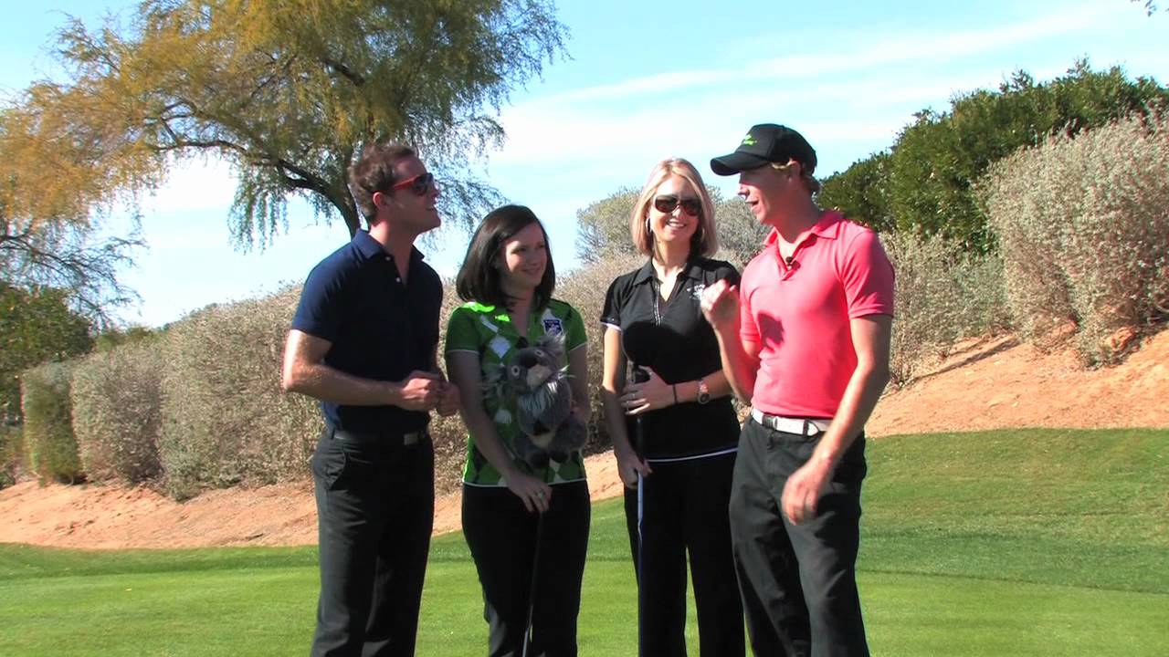 Las Vegas female Caddy's help Kirk and Dion Kipping learn the tricks of the trade in Arizona