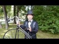 Penny-farthing: Martin Barnes demonstrates riding techniques.