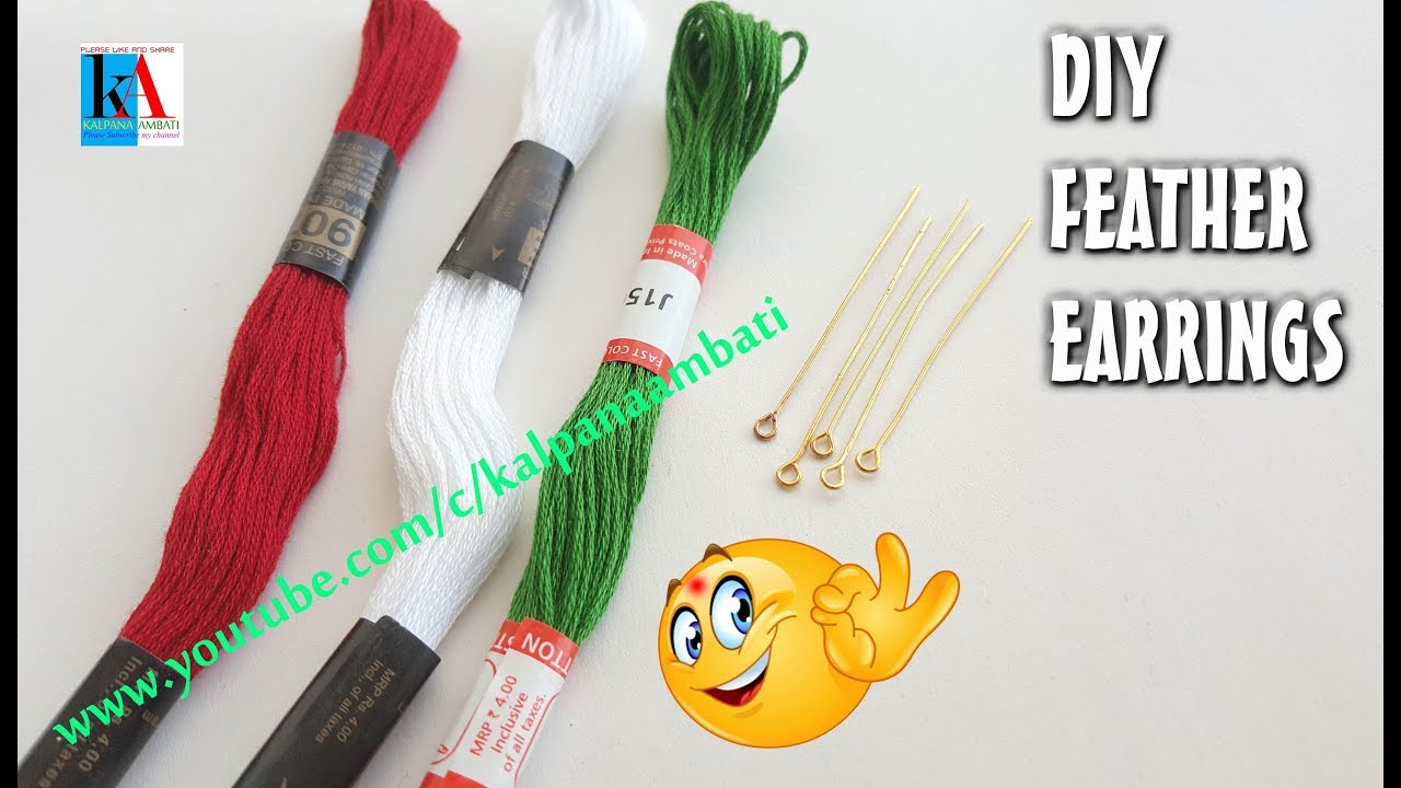How to make Feather Earrings using eyepins at home // DIY Feather Earrings tutorial