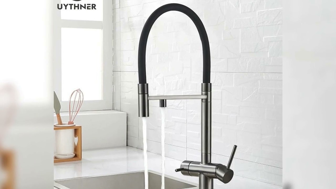 A must-have product! Kitchen Water Filter Faucet Dual Spout Pure Drinking Water Mixer Tap Rotation