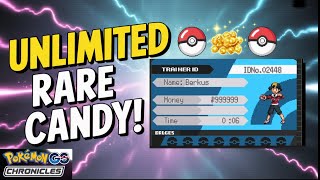 HOW TO GET UNLIMITED RARE CANDY AND MONEY IN POKEMON GS CHRONICLES!! (Cheats Guide)