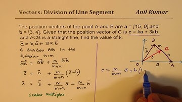 Vectors Section Formula c = ka + 3kb Find k Internal Division of Segment - EDEXCEL - GCSE