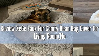 Review Xege Faux Fur Comfy Bean Bag Cover For Living Roomno Filler, Fluffy Stuffed Animal Storage