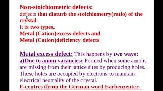Solid State-Non Stoichiometric Defects