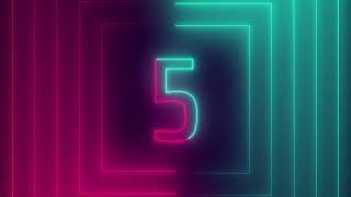 Neon Countdown 4K 60 FPS 5 sec to 1 sec
