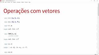 Aula 21 - Operações com vetores no Wolfram Mathematica