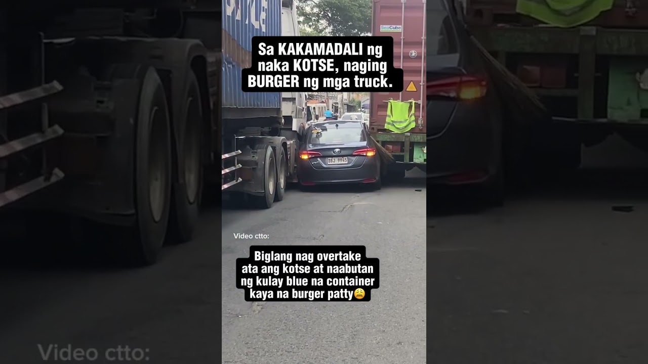 Kotse naging SANDWICH! Sumingit kaya o nag OVERTAKE at naabutan ng blue na truck. | lto | ncap.