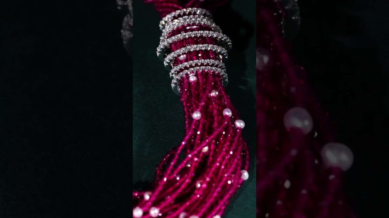 Omnia Ceylan Real Beads Set in 92.5 Silver High Quality Simulated diamonds