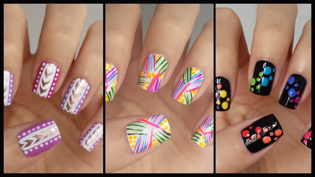 Fall Nail Art!!! Three Easy Designs! - YouTube