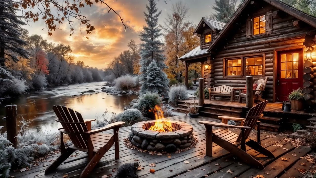 Cozy Forest Retreat 🌲🔥 | Birds Singing, Crackling Fire & Lake Water Sounds