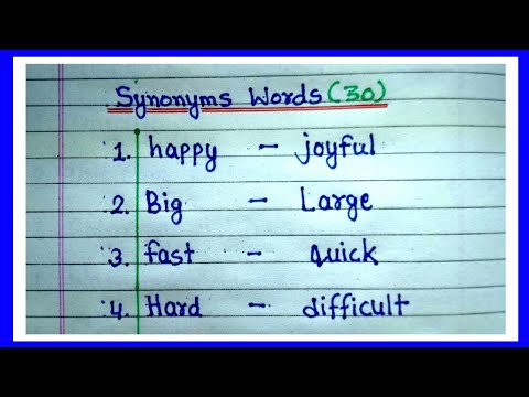 30 Synonyms words in English | 30 Synonyms | Write 30 Synonyms words in ...
