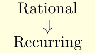 Proof Using Euler's Theorem: Rational Implies Recurring