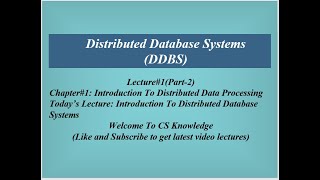 Lec-2|Introduction To Distributed Database Systems||DBMS || DDS Lecture#1|| Part#2||Prof Sana Rehmat