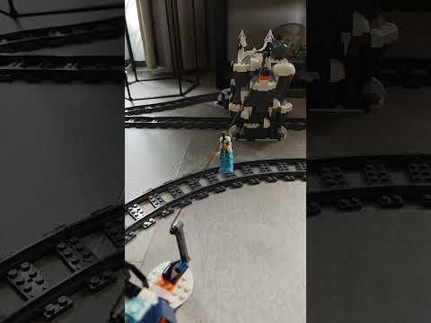 LEGO slow motion winter zip line over train tracks ❄️ #lego #zipline #slowmotions