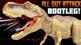 CRAZY ALL OUT ATTACK BOOTLEG! Mattel Jurassic World Tyrannosaurus knockoff Review!!!