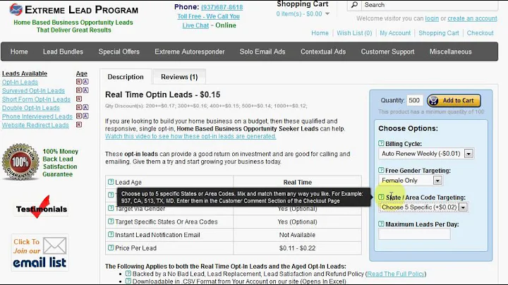 Realtime Optin Leads - Options Explained and how to order