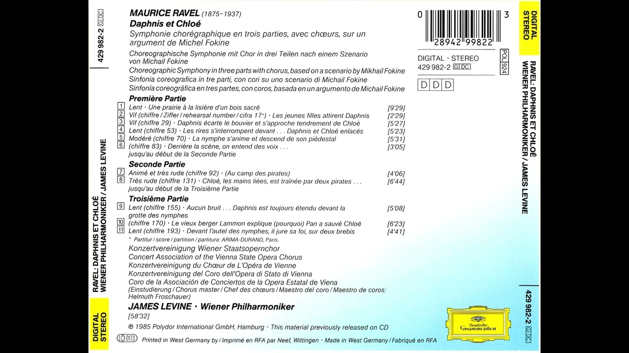 Ravel Daphnis et Chloe' Levine 1985