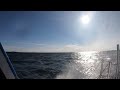 Шторм в Ладожском озере, метеор корабль едет в условиях сильного ветра