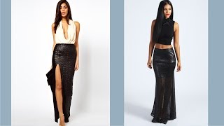 Black Sequin Maxi Skirt