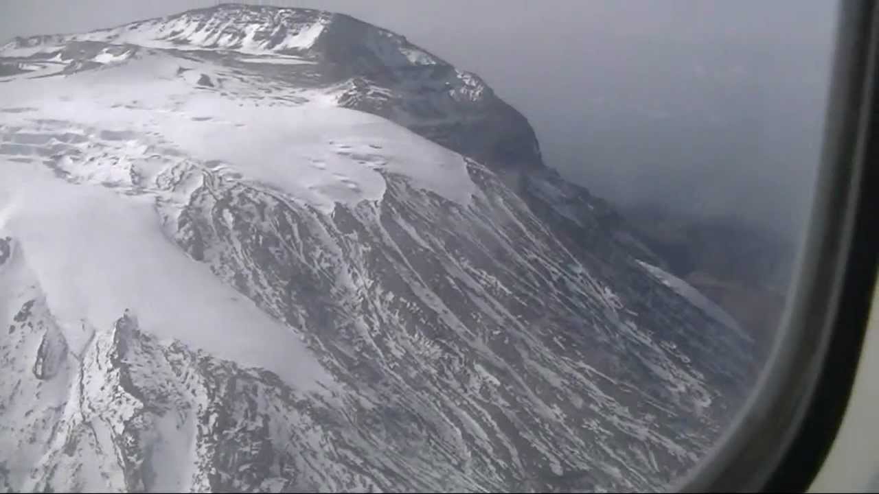 The summit of Kilimanjaro from the air, including Uhuru Peak