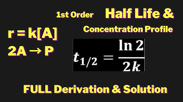 Half Life & Concentration Profile of a First Order Reaction Type 2A→P SOLVED Example