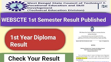 Webscte 1st Year Diploma Result Published | Wbscte 1st semester Result | WEBSCTE New notice