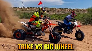 KTM 300 TRIKE VS BIG WHEEL SAND DUNE TESTING - LABOR DAY WEEKEND RIDE -