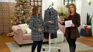 GRAVER Susan Graver Brushed Faux Wool Plaid Coat w/Pockets on QVC