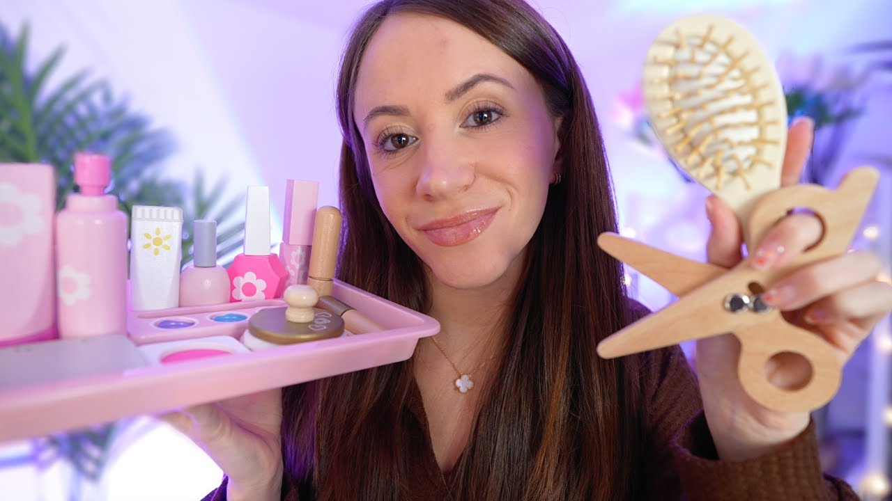 ASMR Wooden Personal Attention / Makeup, Skincare, Haircut 💄✂️ (layered sounds)