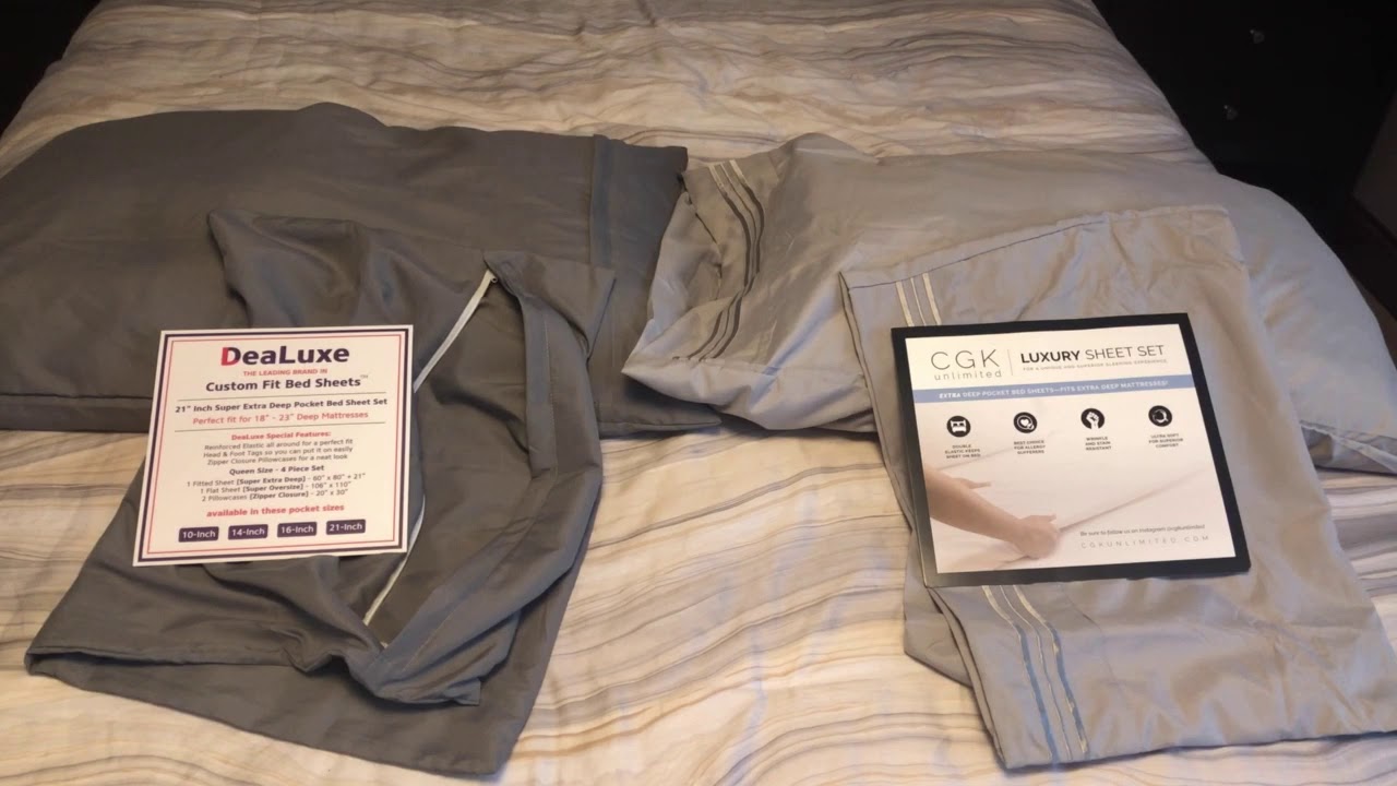 DeaLuxe Extra Deep Queen Set vs CGK extra Deep Queen Sheet Set Comparison