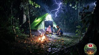 Heavy rain while camping. That was close...!!
