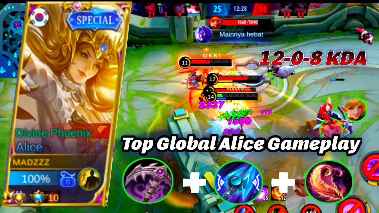 CARA BERMAIN HERO ALICE YANG BENAR | ROTASI EFEKTIF, WAR AUTO WIN, PUSH TURET LANE AUTO JALAN | MLBB