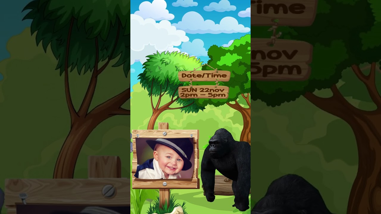 Jungle Theme Birthday Invitation | First birthday invitation | Code-B11