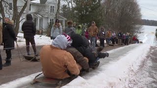 Eagles Mere's icy toboggan slide draws thousands for adventurous rides