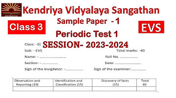 PT-1 Question Paper ||  Class-3 EVS || Sample Paper ||  Kendriya Vidyalaya