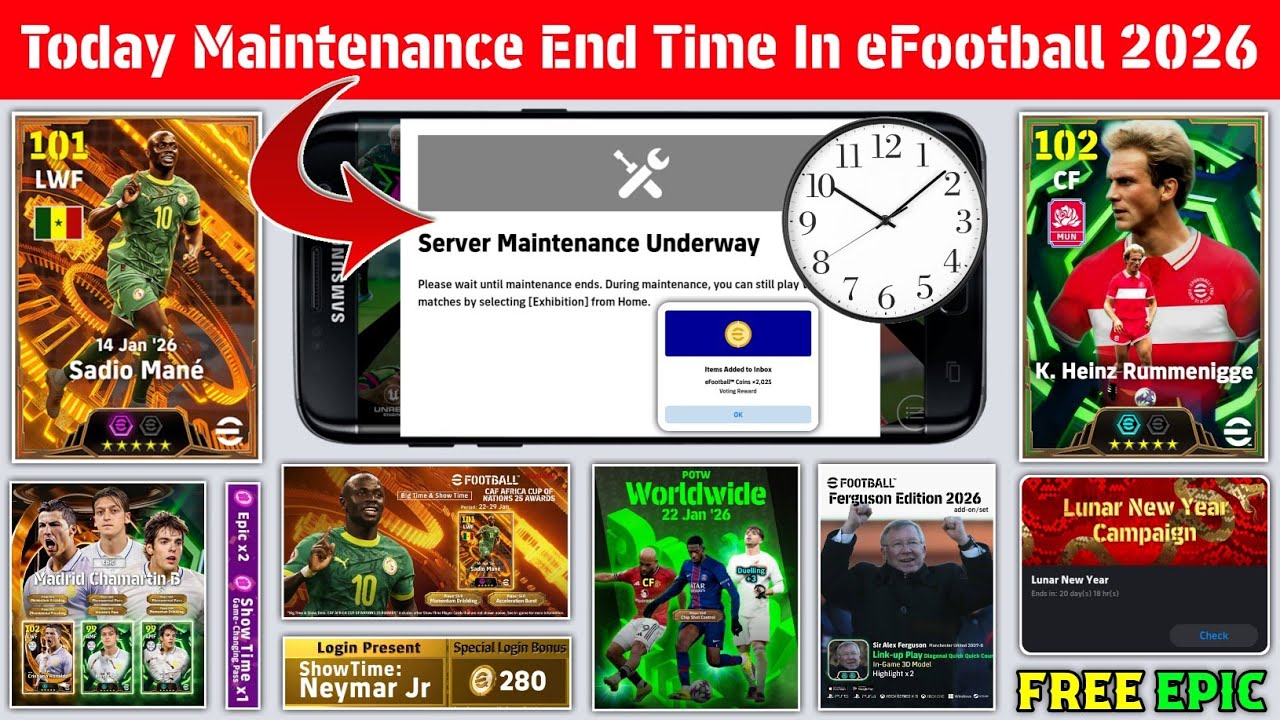 Maintenance End Time Today In eFootball 2026 Mobile | Pes Server Maintenance | Maintenance End Time