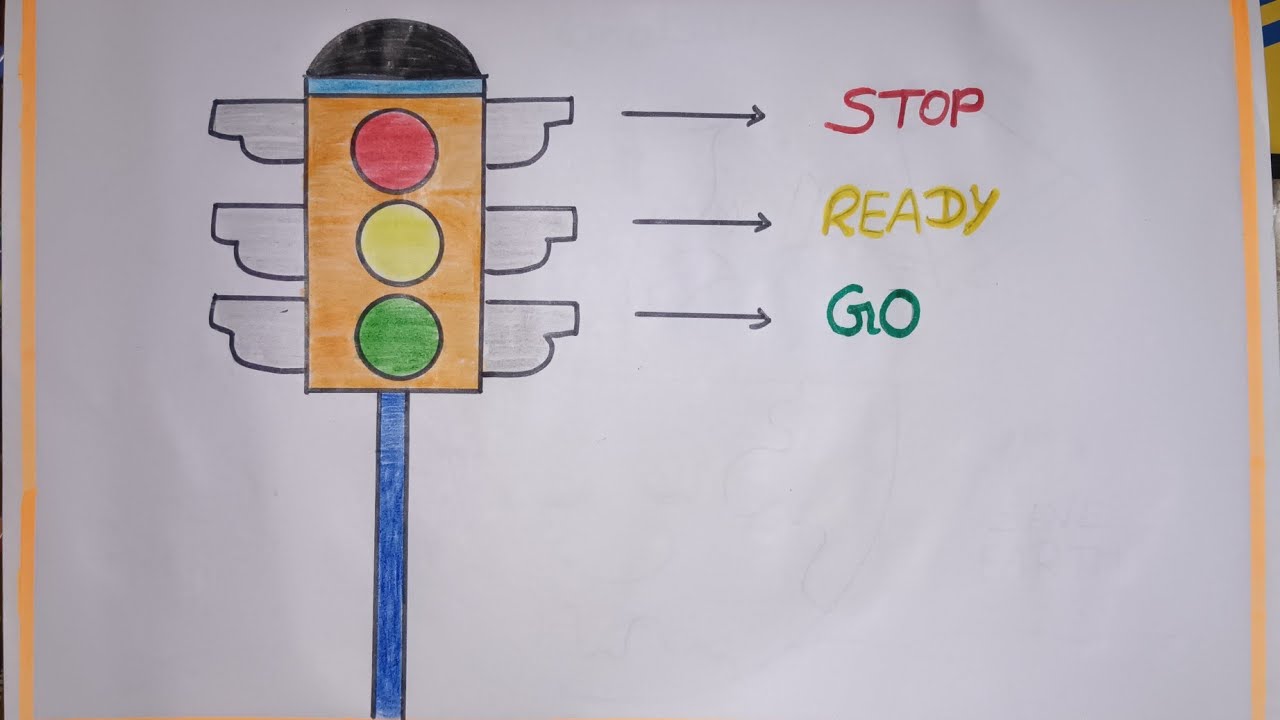 How to Draw Traffic Light/Traffic Signal Drawing/Road Sefty Drawing/Traffic Light Drawing 