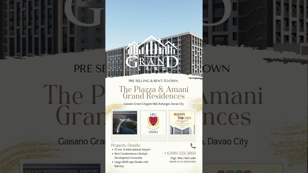 RENT TO OWN & PRE-SELLING 💯 | Gaisano Grand Citygate Buhangin, Davao City