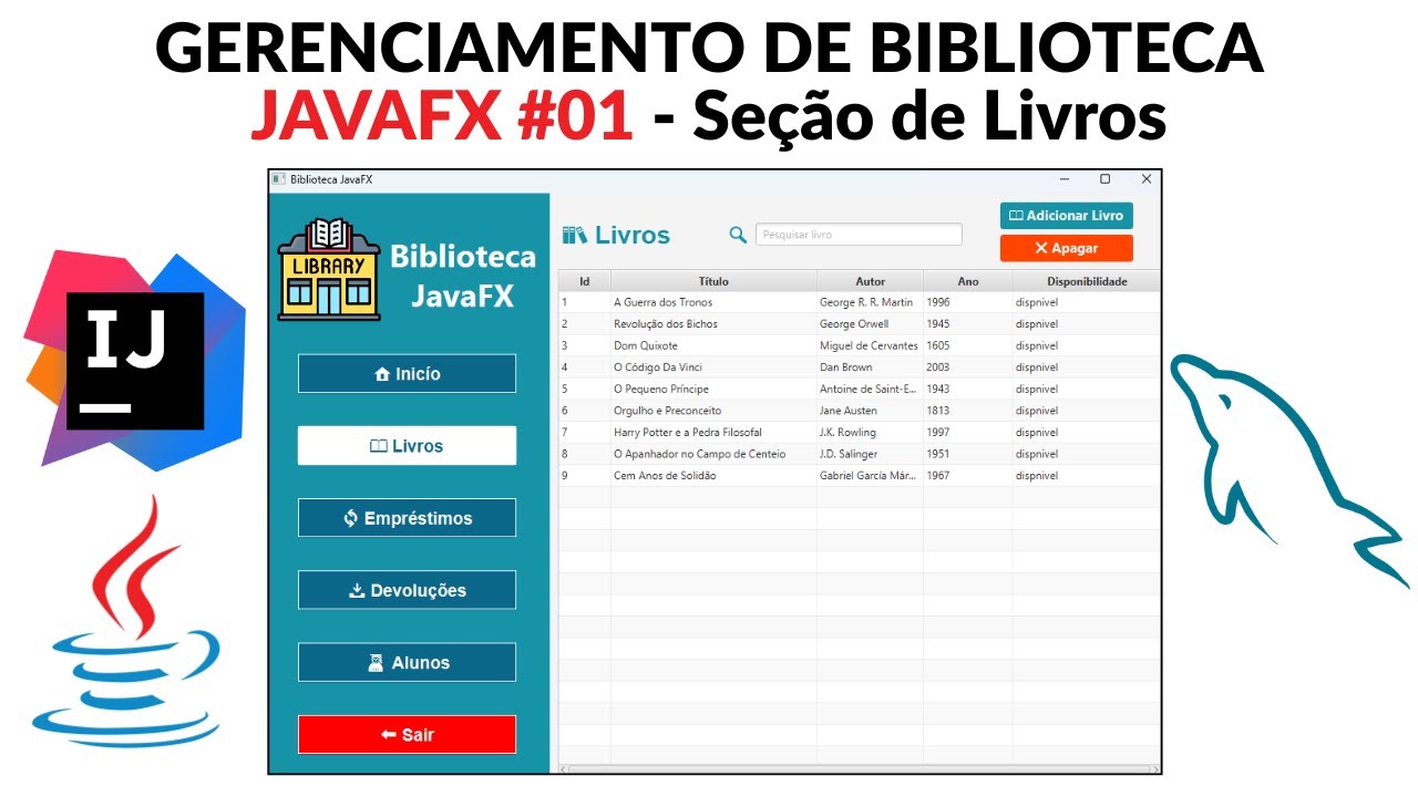 Sistema de Biblioteca em JavaFX com MySQL #01 - Seção de Livros - YouTube