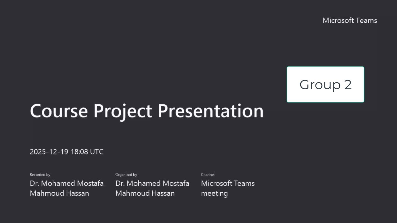 Course Project Presentation Group 2 - YouTube