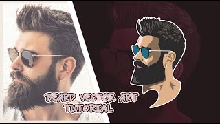 Beard Vector Art from Photo using illustrator speed art | Adobe illustrator cc