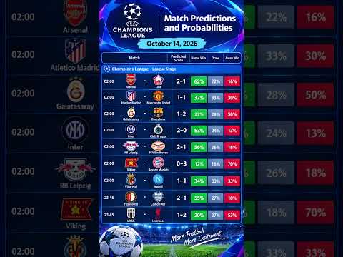 Video Who wins tonight Oct 14, 26? Champions League probabilities