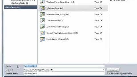 XNA 4 Course I Ch 04 01 CreateANewProject