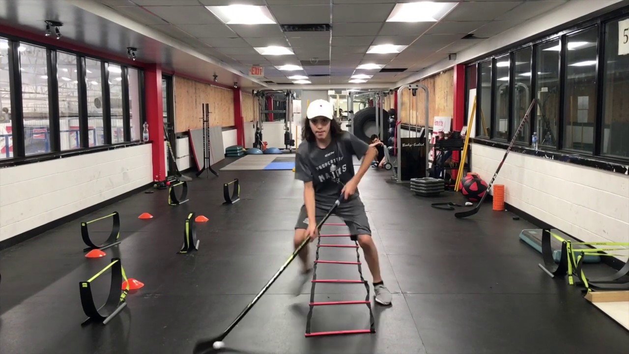 Dryland Hockey Training Double Trouble Agility Ladder with Stickhandling YouTube