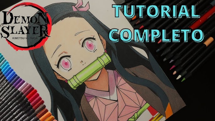 Como Colorir Nezuko Kamado (Demon Slayer - Kimetsu no Yaiba) modo fácil  usando apenas lápis de cor 